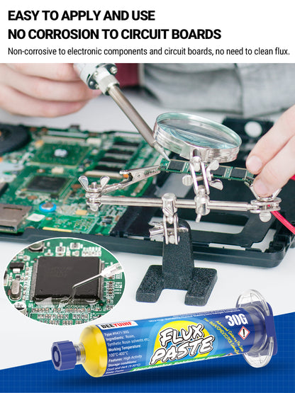 BEEYUIHF 9471 Soldering Flux For electronics Circuit Board Rework/Repair, No Clean Solder Paste Flux, Good Adhesion for Soldering Electrical Components (30g Syringe)