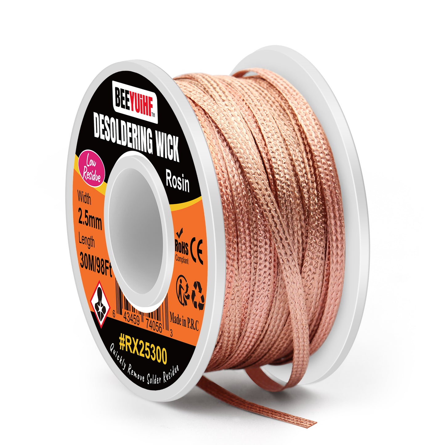 BEEYUIHF Desoldering Wick Braid 30M - 98ft Length 2.5mm Width Solder wick Braid with Flux, Cable Remover Tool Solder Sucker W 0.10'' L 98'