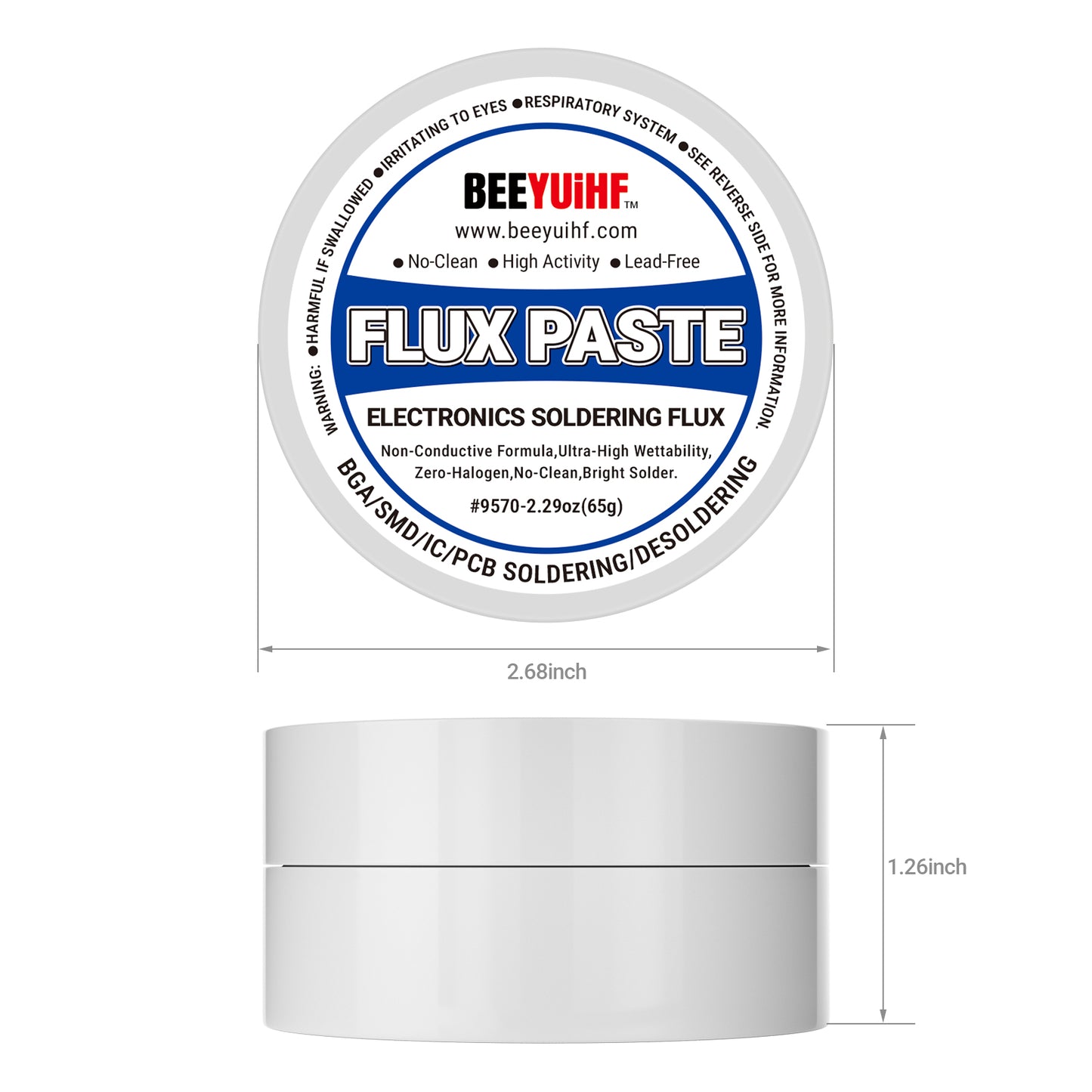 BEEYUIHF 9570 Rosin Soldering Paste Flux For Electronics, No Clean Flux for Circuit Boards Electrical Repairs and Copper Electrical Wire  (2.29oz Jar)  No Goopy Mess smooth solder joints with minimal effort No unpleasant odor