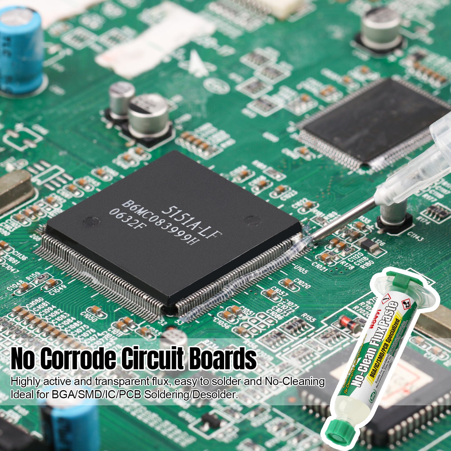 BEEYUIHF Solder Flux Paste, No-Clean Flux Paste, Soldering Flux for Electronics, 10mL Syringe Electrical Flux for BGA/PCB/CPU/IC #8491