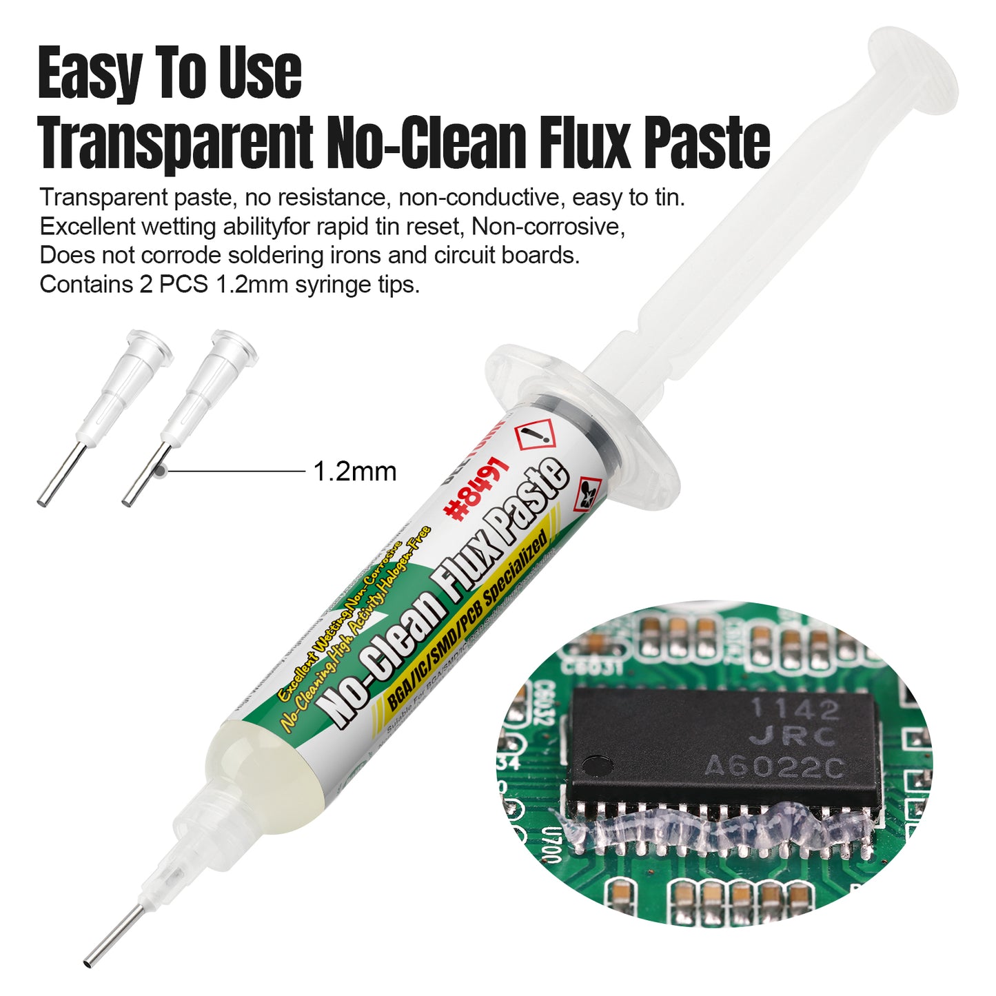 BEEYUIHF Solder Flux Paste, No-Clean Flux Paste, Soldering Flux for Electronics, 10mL Syringe Electrical Flux for BGA/PCB/CPU/IC #8491