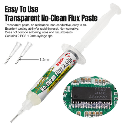 BEEYUIHF Solder Flux Paste, No-Clean Flux Paste, Soldering Flux for Electronics, 10mL Syringe Electrical Flux for BGA/PCB/CPU/IC #8491