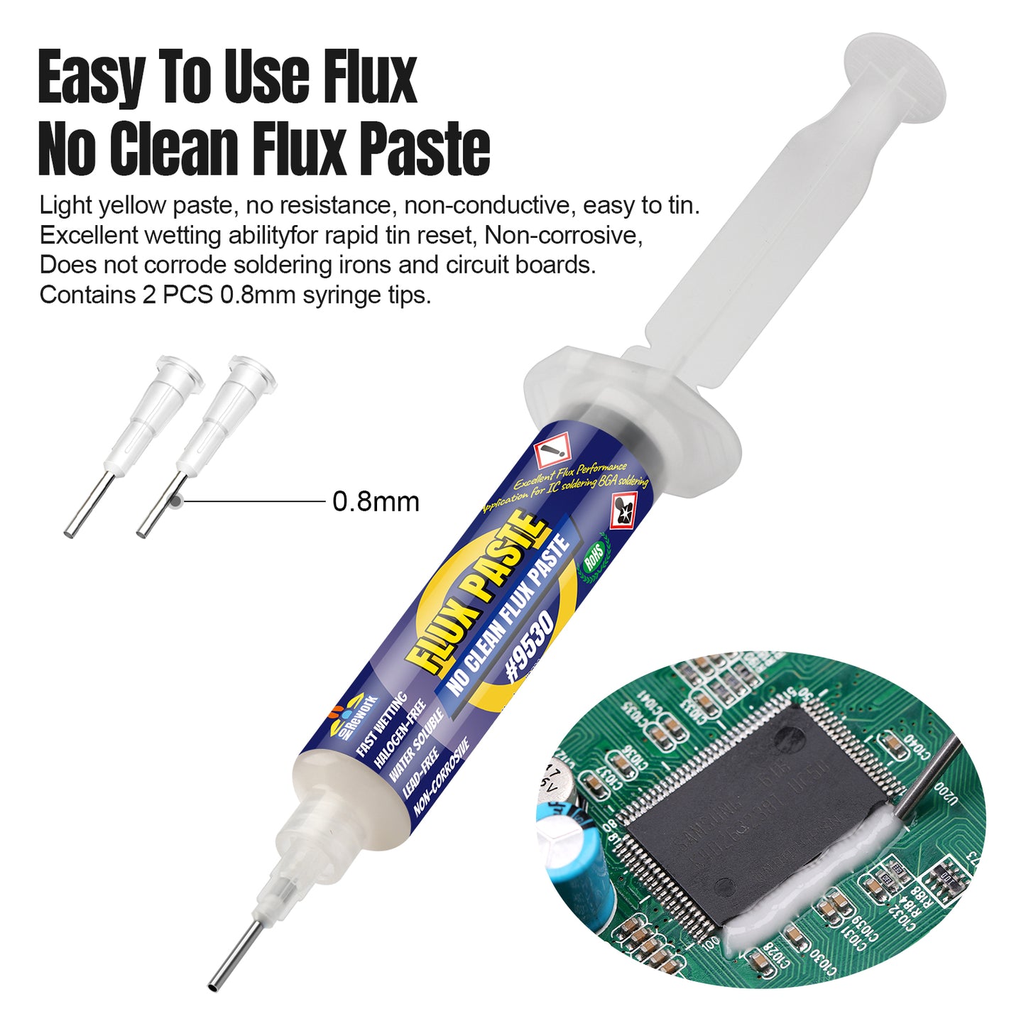 BEEYUIHF No-Clean Soldering Flux Paste, flux for Soldering, Electronics Solder Paste Flux for PCB/IC/BGA/SMD/SMT/LED Repairing (10mL Syringe)  #9530 (1 Pack)