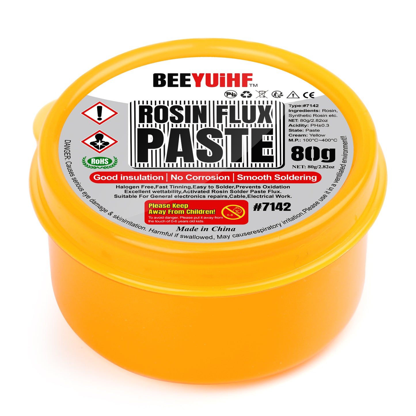 BEEYUIHF Solder Flux Paste, Lead Free Rosin Soldering Paste Flux for Electronics, SMD Electrical Soldering Flux, for PCB LED IC CPU #7142 (N.W. 2.82oz/80g)