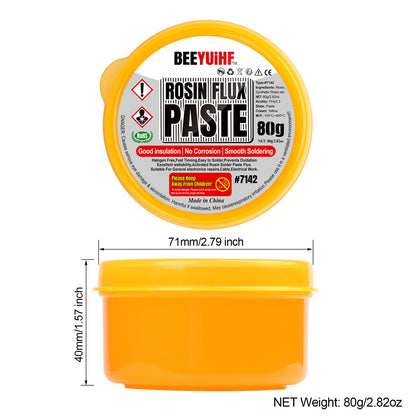 BEEYUIHF Solder Flux Paste, Lead Free Rosin Soldering Paste Flux for Electronics, SMD Electrical Soldering Flux, for PCB LED IC CPU #7142 (N.W. 2.82oz/80g)