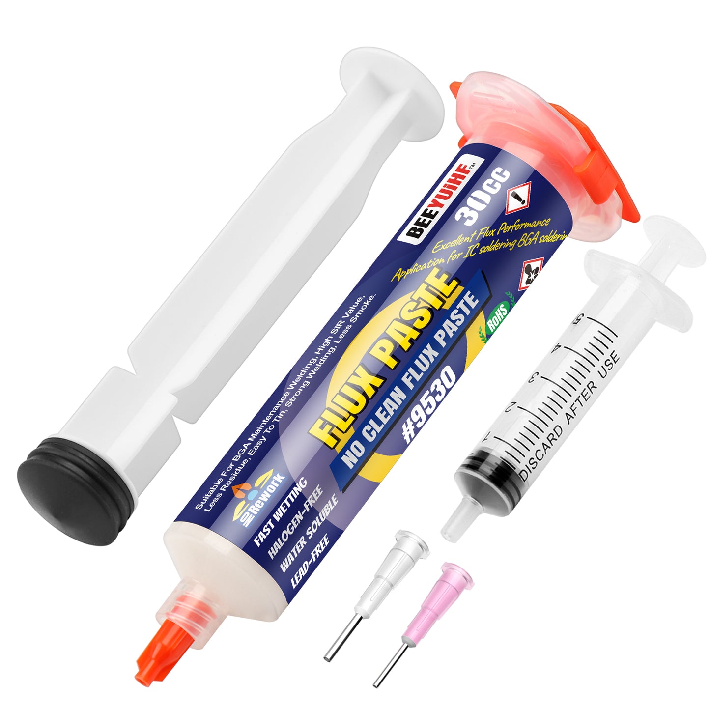 BEEYUIHF Soldering Paste Flux, No-Clean Solder Flux, for electronics Soldering, 30cc Syringe Solder Paste (1.62oz/46g)