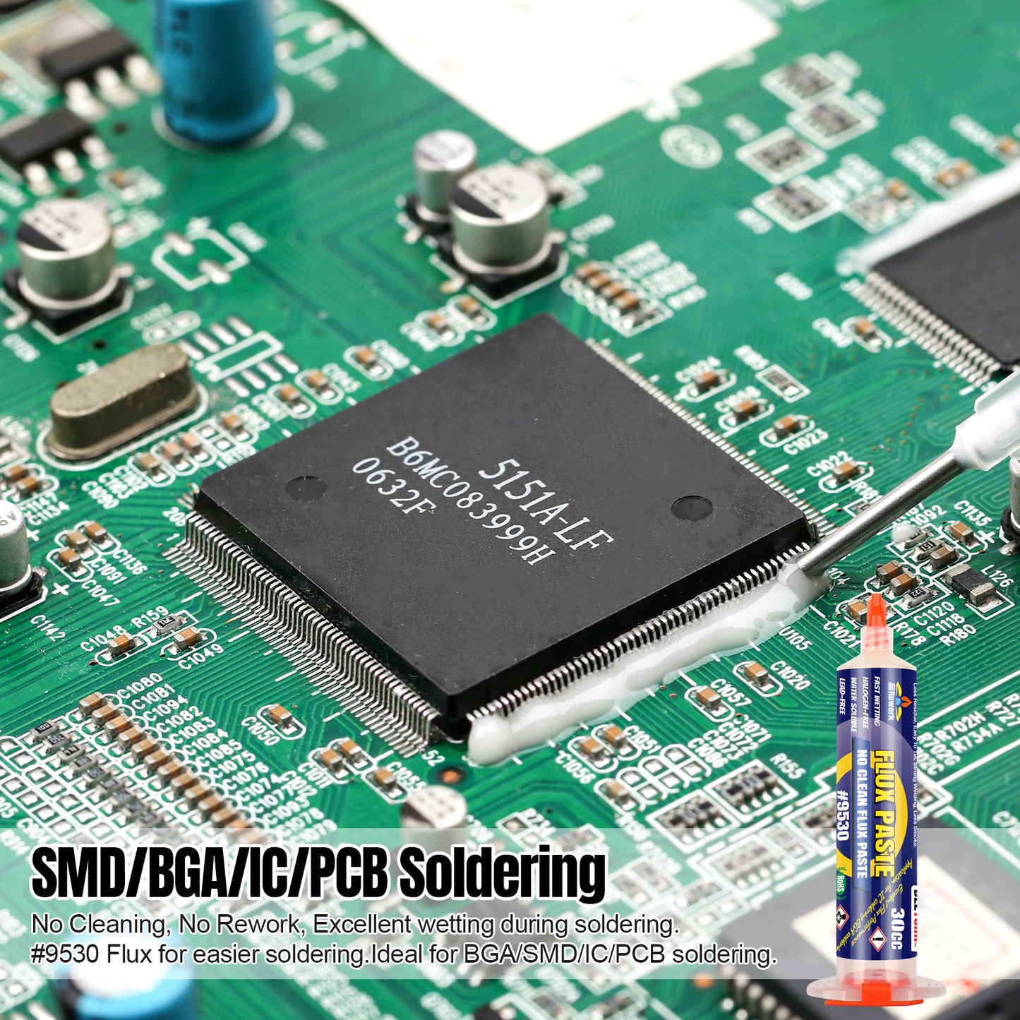 BEEYUIHF Soldering Paste Flux, No-Clean Solder Flux, for electronics Soldering, 30cc Syringe Solder Paste (1.62oz/46g)