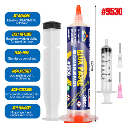 BEEYUIHF Soldering Paste Flux, No-Clean Solder Flux, for electronics Soldering, 30cc Syringe Solder Paste (1.62oz/46g)
