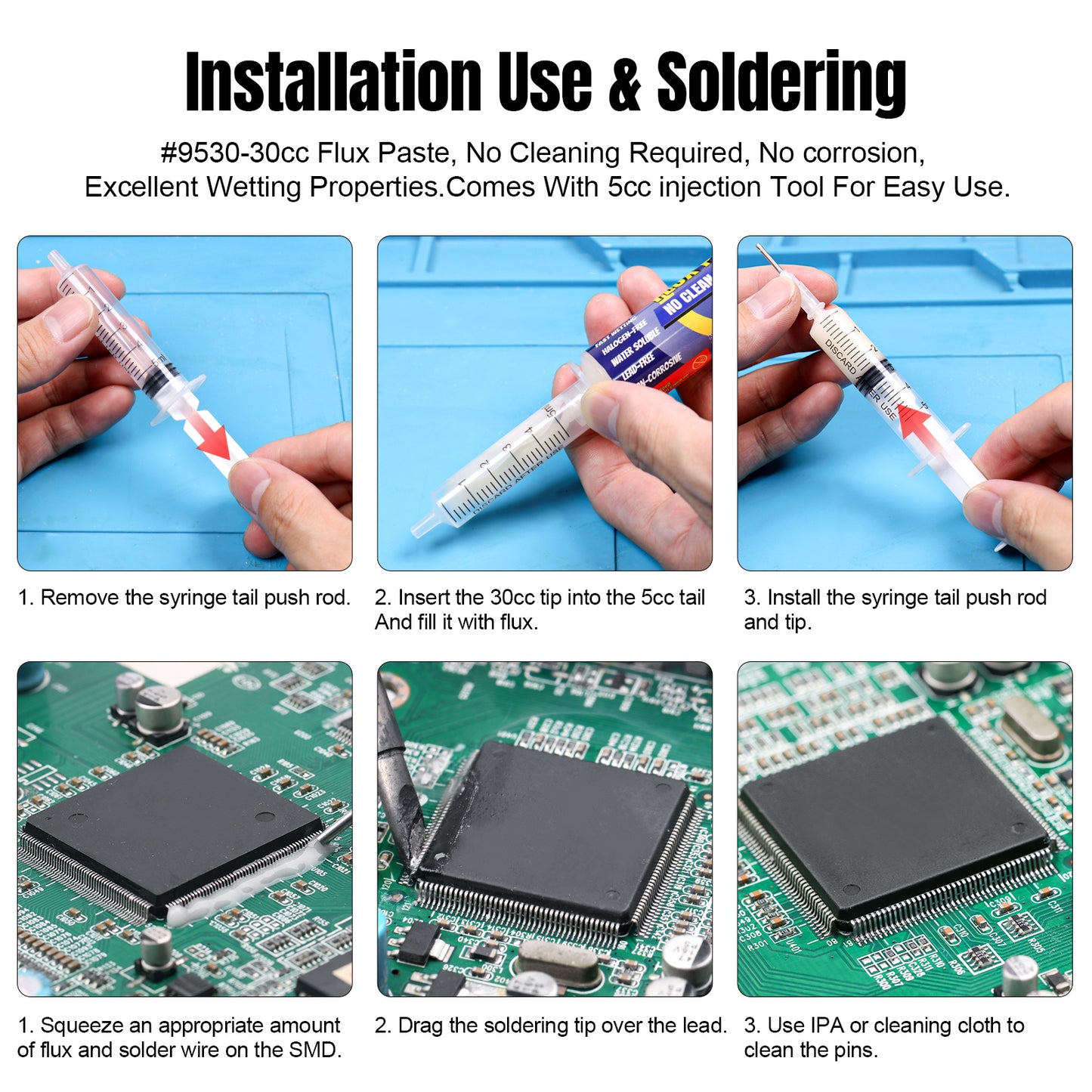 BEEYUIHF Soldering Paste Flux, No-Clean Solder Flux, for electronics Soldering, 30cc Syringe Solder Paste (1.62oz/46g)