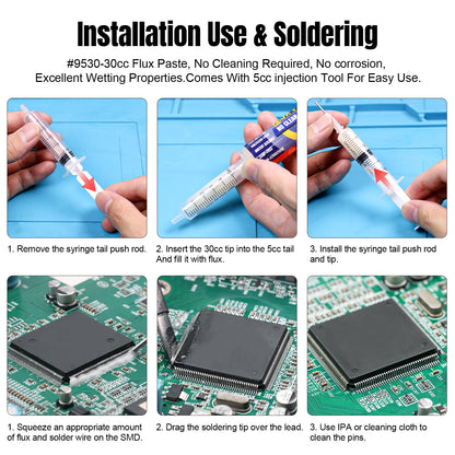 BEEYUIHF Soldering Paste Flux, No-Clean Solder Flux, for electronics Soldering, 30cc Syringe Solder Paste (1.62oz/46g)