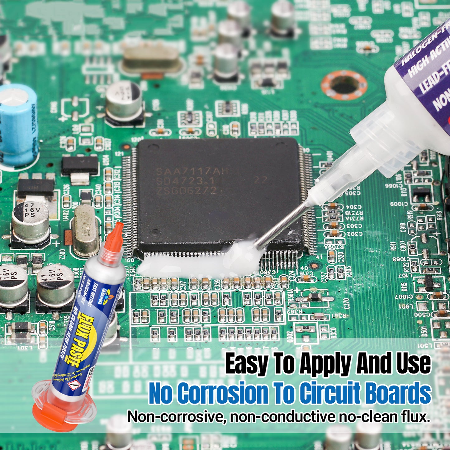 BEEYUIHF Electrical Soldering Flux Paste (10cc Syringe) with Desoldering wick Braid (3M/10ft 2.5mm) for Electronics Soldering Repairs Remover Kit