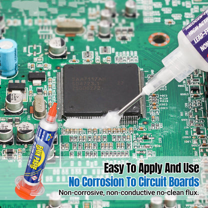 BEEYUIHF Electrical Soldering Flux Paste (10cc Syringe) with Desoldering wick Braid (3M/10ft 2.5mm) for Electronics Soldering Repairs Remover Kit