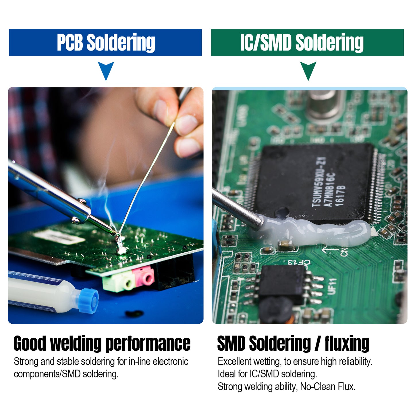 BEEYUIHF No-Clean Soldering Flux Paste, Smooth Flow Solder flux for Soldering, Electronics Flux Paste for PCB/IC/BGA/SMD Repairing DIY (10mL Syringe)  #8403