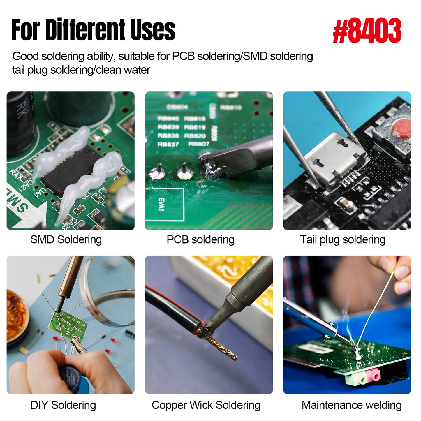 BEEYUIHF No-Clean Soldering Flux Paste, Smooth Flow Solder flux for Soldering, Electronics Flux Paste for PCB/IC/BGA/SMD Repairing DIY (10mL Syringe)  #8403