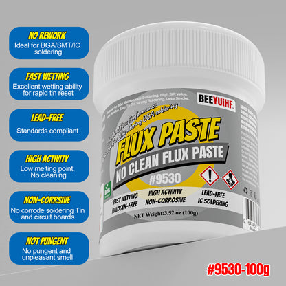 BEEYUIHF No-Clean Soldering Flux Paste, flux for Soldering, Solder Paste for Electronics PCB/IC/BGA/SMD Repairing (3.52oz/100g)