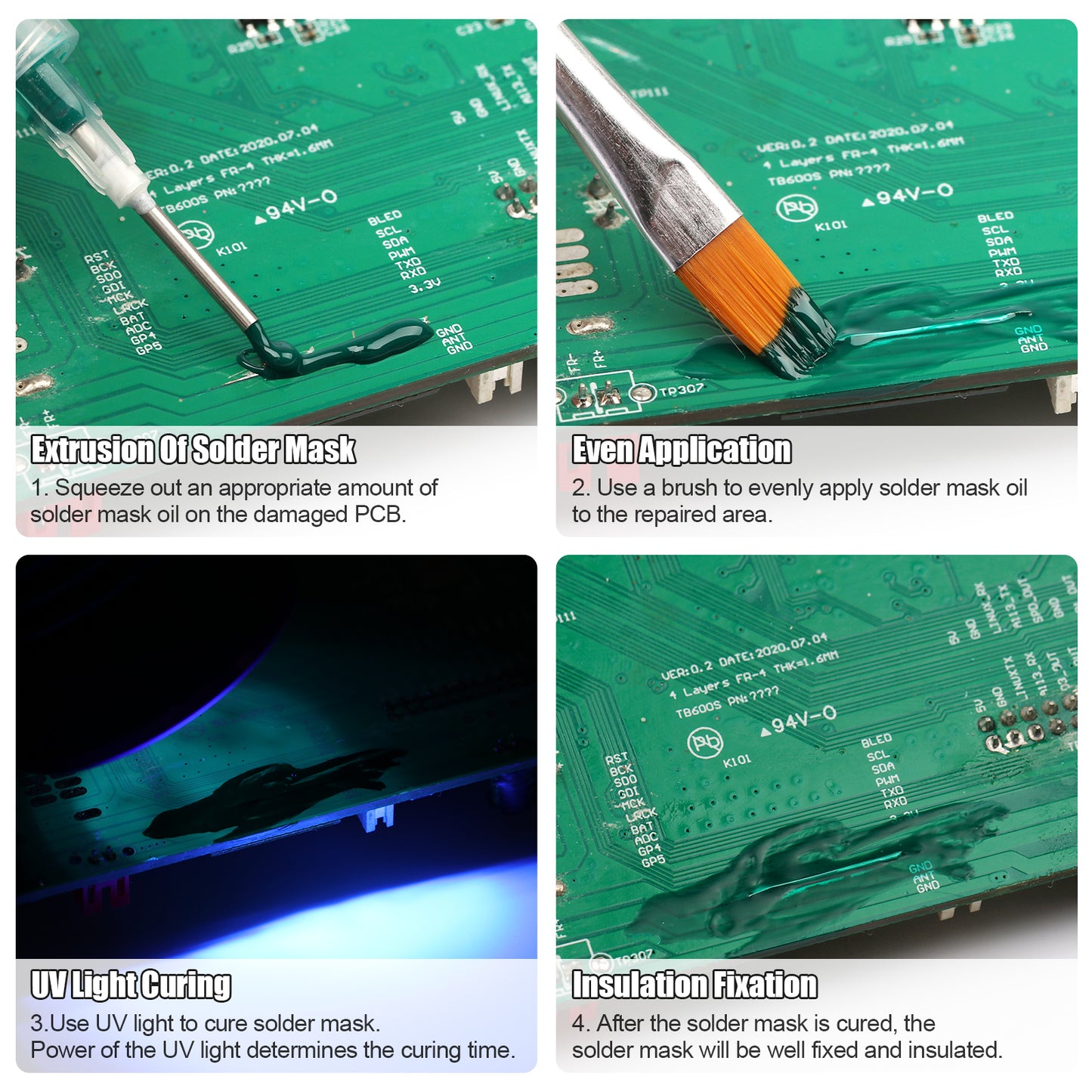 BEEYUIHF Green UV Light Curing Solder mask Oil, Solder Mask Ink, UV Curing Solder Mask Ink, PCB BGA Solder Resist Ink,Prevent Corrosive Arcing (10cc/Syringe) #4980