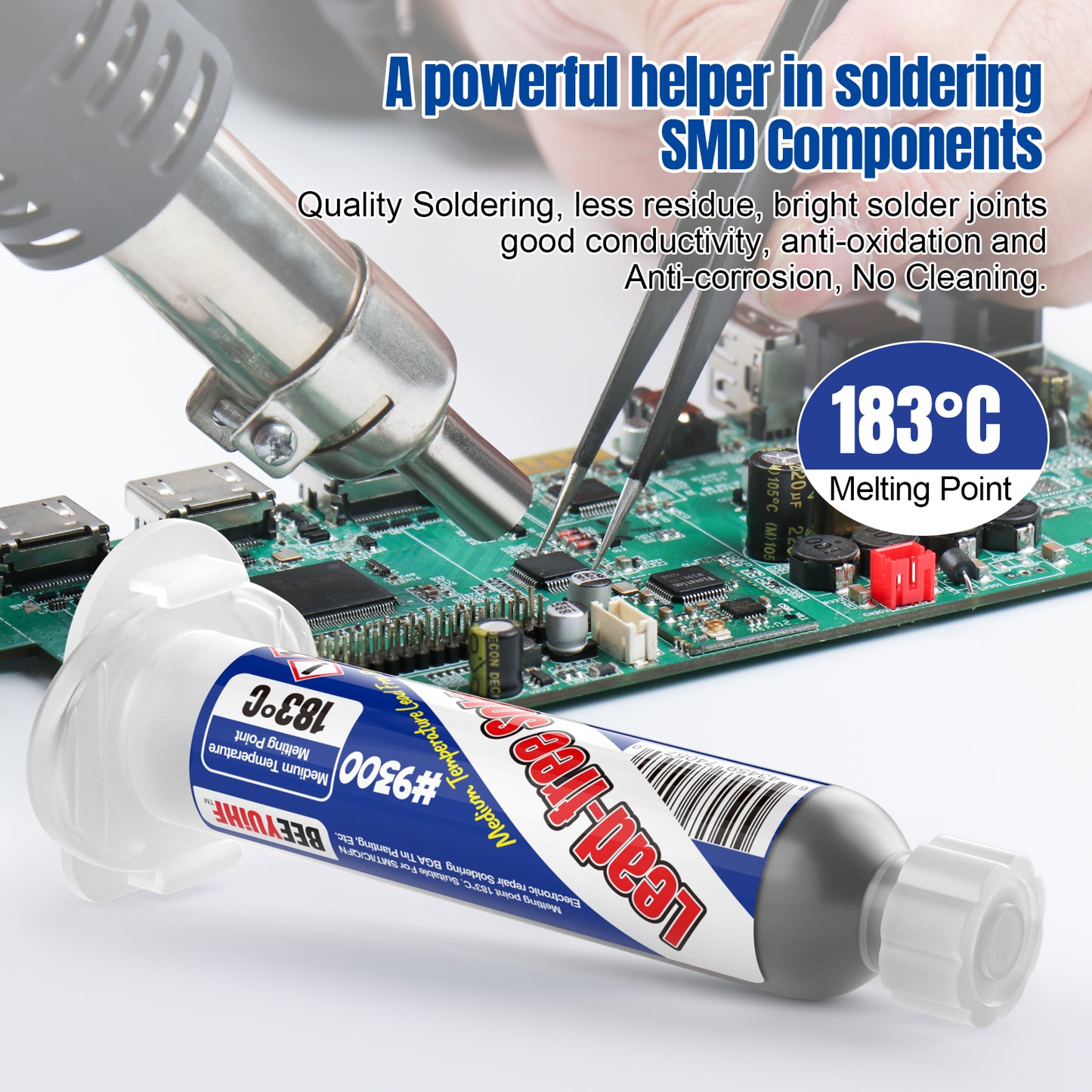 BEEYUIHF Solder Paste, Electronic Soldering Paste with Flux, Sn64 Bi35 Ag1 Lead-free SMD Solder Paste for PCB IC SMD LED BGA QFN SMT electronics (1.23oz/35g)