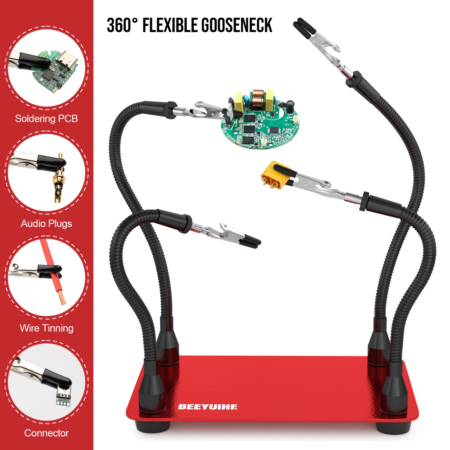 BEEYUIHF Helping Hands Soldering Station, Soldering Station Tool 4 Flexible Helping Arms Solder PCB Holder for Electronic Repair Soldering Jewellery Craft Model