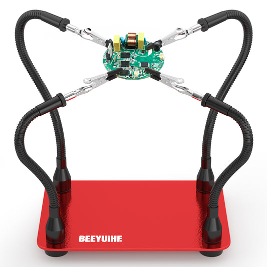 BEEYUIHF Helping Hands Soldering Station, Soldering Station Tool 4 Flexible Helping Arms Solder PCB Holder for Electronic Repair Soldering Jewellery Craft Model