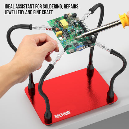BEEYUIHF Helping Hands Soldering Station, Soldering Station Tool 4 Flexible Helping Arms Solder PCB Holder for Electronic Repair Soldering Jewellery Craft Model