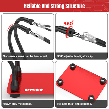 BEEYUIHF Helping Hands Soldering Station, Soldering Station Tool 4 Flexible Helping Arms Solder PCB Holder for Electronic Repair Soldering Jewellery Craft Model