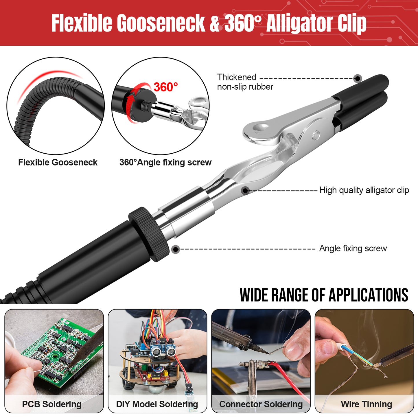 BEEYUIHF Helping Hands Soldering Station, Soldering Station Tool 4 Flexible Helping Arms Solder PCB Holder for Electronic Repair Soldering Jewellery Craft Model