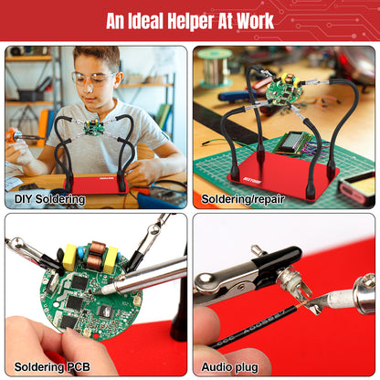BEEYUIHF Helping Hands Soldering Station, Soldering Station Tool 4 Flexible Helping Arms Solder PCB Holder for Electronic Repair Soldering Jewellery Craft Model